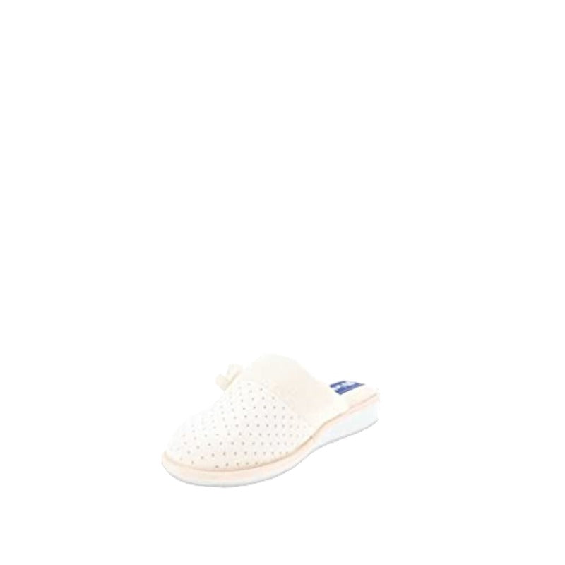 Pantofole Donna Inblu A Pois con Fiocchetto, Leggere e Flessibili con Sottopiede in Morbido Tessuto Imbottito, Bianco Naturale