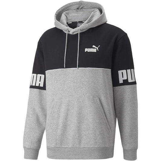 PUMA Felpa con Cappuccio Power Colorblock FL, Sudore Uomo, Grigio Chiaro, S