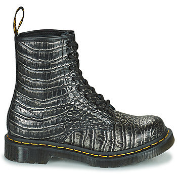 Stivaletti donne Dr. Martens 1460 Gunmetal Wild Croc Emboss Nero