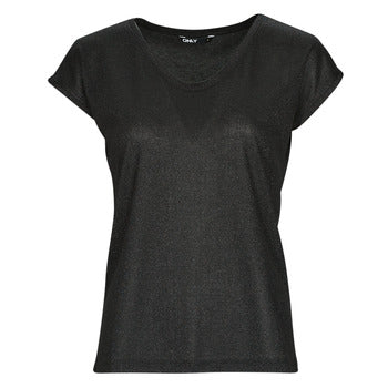 T-shirt donne Only  ONLSILVERY S/S V NECK LUREX TOP JRS  Nero