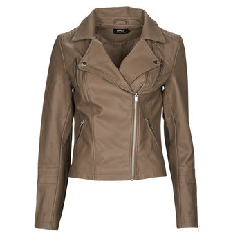 Giacca in pelle donne Only  ONLGEMMA FAUX LEATHER BIKER  Marrone