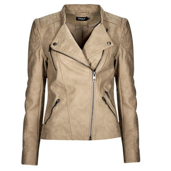 Giacca in pelle donne Only  ONLAVA FAUX LEATHER BIKER OTW  Beige