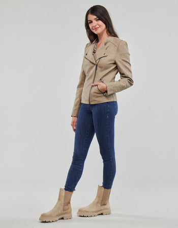 Giacca in pelle donne Only  ONLAVA FAUX LEATHER BIKER OTW  Beige