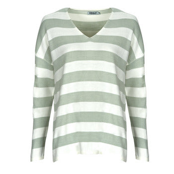 Maglione donne Only  ONLABELLA L/S GLITTER V-NECK CS KNT  Verde