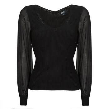 Maglione donne Only  ONLJENNY LS WOVEN MIX VNECK CC KNT  Nero