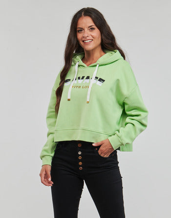 Felpa donne Only  ONLPIXA L/S HOOD CS SWT  Verde