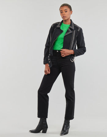 Giacca in pelle donne Only  ONLGILLA LS STUD DNM BIKER JACKET CRO  Nero