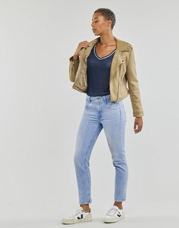 Giacca in pelle donne Only  ONLSCOOTIE FAUX SUEDE BIKER JACKET OTW  Beige