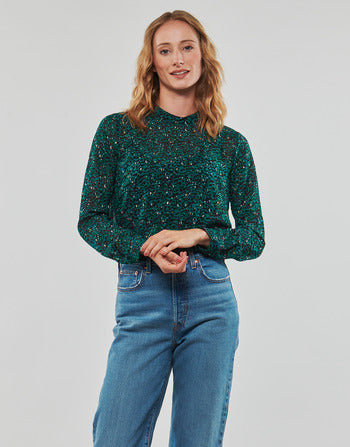 Camicetta donne Only  ONLKACEY FR L/S HIGH NECK TOP PTM  Verde