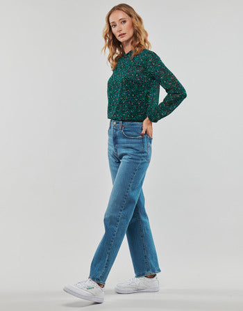 Camicetta donne Only  ONLKACEY FR L/S HIGH NECK TOP PTM  Verde