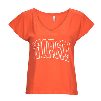 T-shirt donne Only  ONLKELLY S/S V-NECK TOP BOX CS JRS  Arancio