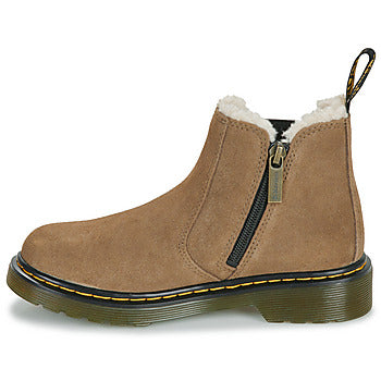 Stivaletti bambini ragazzo Dr. Martens 2976 Leonore J Dark Khaki Bronx Suede Beige