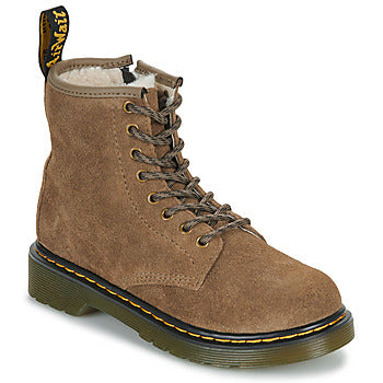 Stivaletti bambini ragazzo Dr. Martens 1460 Serena J Dark Khaki Bronx Suede Beige