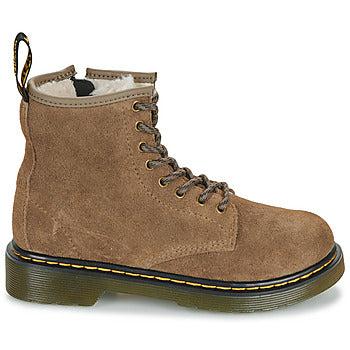 Stivaletti bambini ragazzo Dr. Martens 1460 Serena J Dark Khaki Bronx Suede Beige