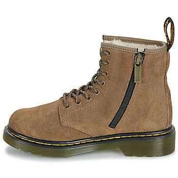 Stivaletti bambini ragazzo Dr. Martens 1460 Serena J Dark Khaki Bronx Suede Beige