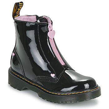 Stivaletti bambini ragazza Dr. Martens Bex Heart Zip Boot J Black Patent Lamper Nero