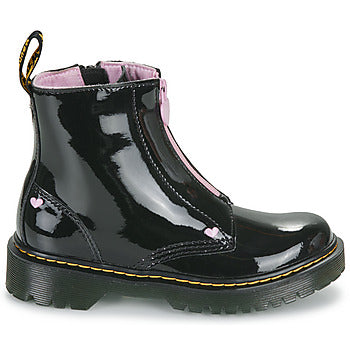 Stivaletti bambini ragazza Dr. Martens Bex Heart Zip Boot J Black Patent Lamper Nero