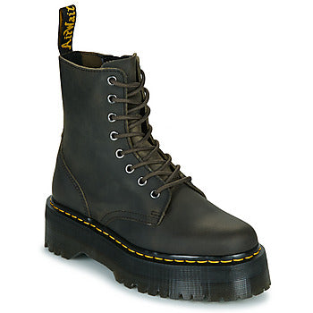 Stivaletti donne Dr. Martens Jadon Charcoal Grey Burnished Waxy Pull Up Marrone