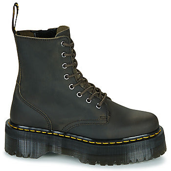 Stivaletti donne Dr. Martens Jadon Charcoal Grey Burnished Waxy Pull Up Marrone