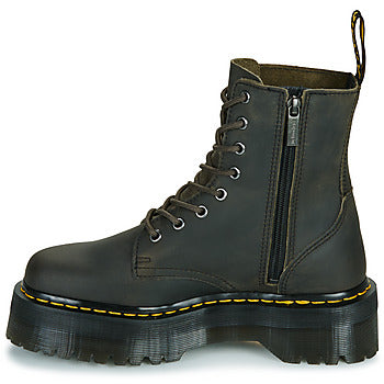 Stivaletti donne Dr. Martens Jadon Charcoal Grey Burnished Waxy Pull Up Marrone