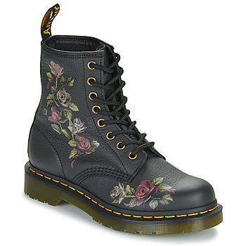 Stivaletti donne Dr. Martens 1460 Decayed Roses Classic Tumbled Nappa Nero