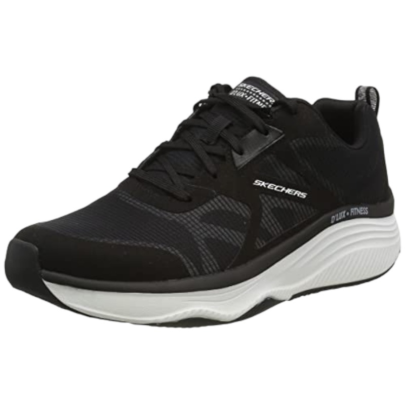 Scarpe da Ginnastica Uomo Skechers D'LUX Fitness, Rete Nera con Finiture Bianche