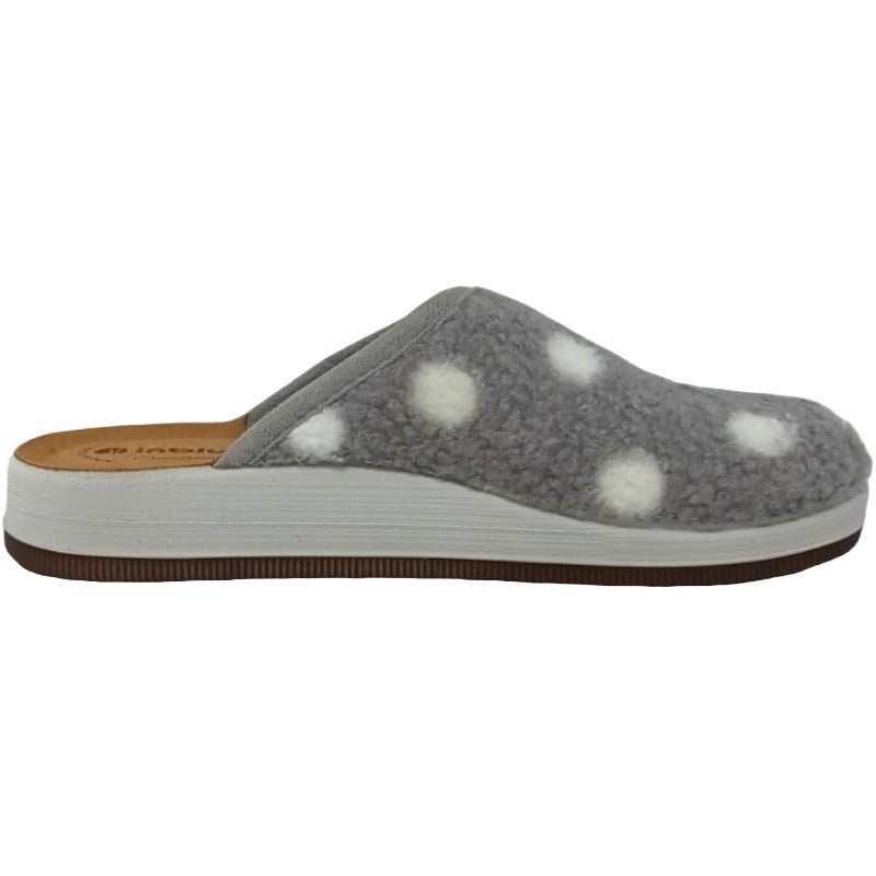 Inblu Pantofole Soffici a Pois, Donna, Grigio