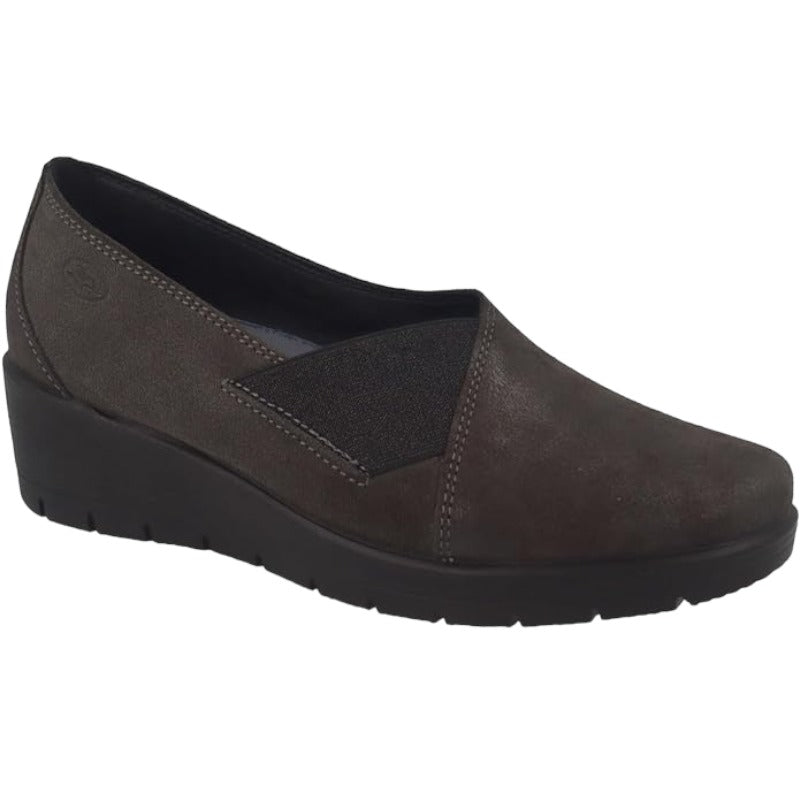 Fly Flot | Casual Shoes Woman, Scarpe Donna con Elastico, Scarpe da Passeggio con Tomaia in Pelle Idrorepellente, Sottopiede Estraibile in Memory, Antracite