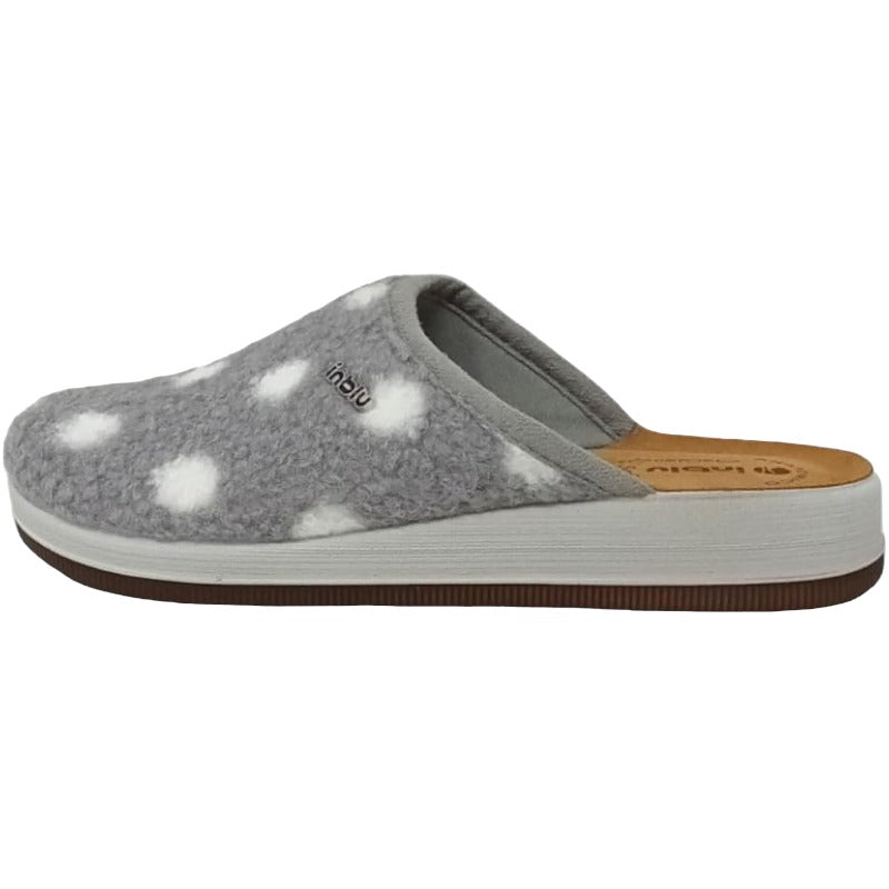 Inblu Pantofole Soffici a Pois, Donna, Grigio