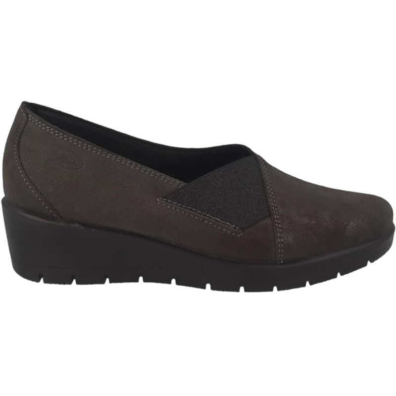 Fly Flot | Casual Shoes Woman, Scarpe Donna con Elastico, Scarpe da Passeggio con Tomaia in Pelle Idrorepellente, Sottopiede Estraibile in Memory, Antracite