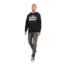 Upload the image to the Gallery viewer,Jack &amp; Jones A/S Jjelogo Sweat Hood 2 col 23/24 Noos Felpa con Cappuccio, Nero, M Uomo
