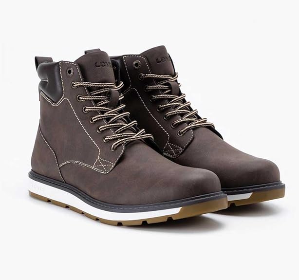 Levi's Marshall Boots, Scarponcini Da Uomo - Dark Brown, Medium Yellow