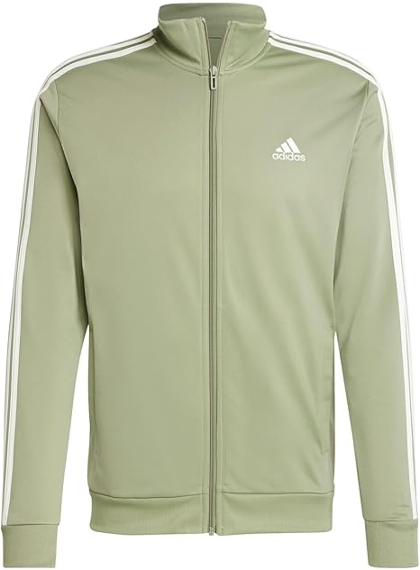 adidas Basic 3-stripes Tricot Track Suit Tuta Sportiva, Tent Green/Off White