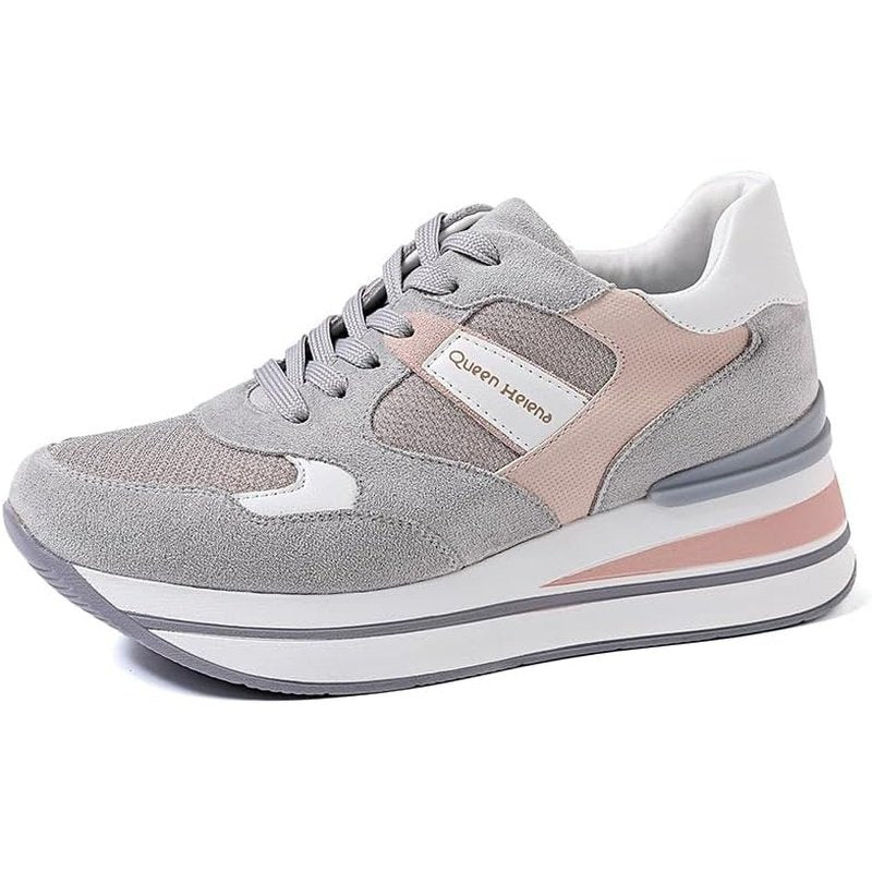 QUEEN HELENA Sneakers Alte con Zeppa Scarpe da Ginnastica Leggere Casual Donna X30-17