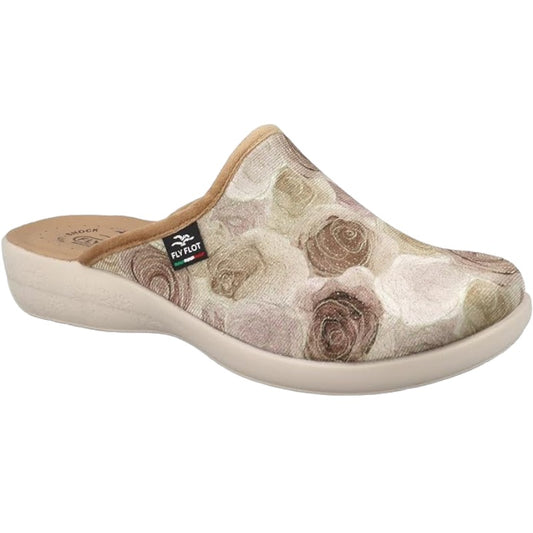 Fly Flot | Trendy Woman, Pantofole Donna con Rose, Ciabatta con Tomaia in Velluto, Sottopiede in Microfibra Antishock, Rovere