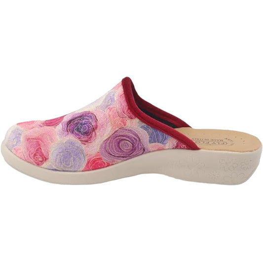 Fly Flot | Trendy Woman, Pantofole Donna con Rose, Ciabatta con Tomaia in Velluto, Sottopiede in Microfibra Antishock, Viola