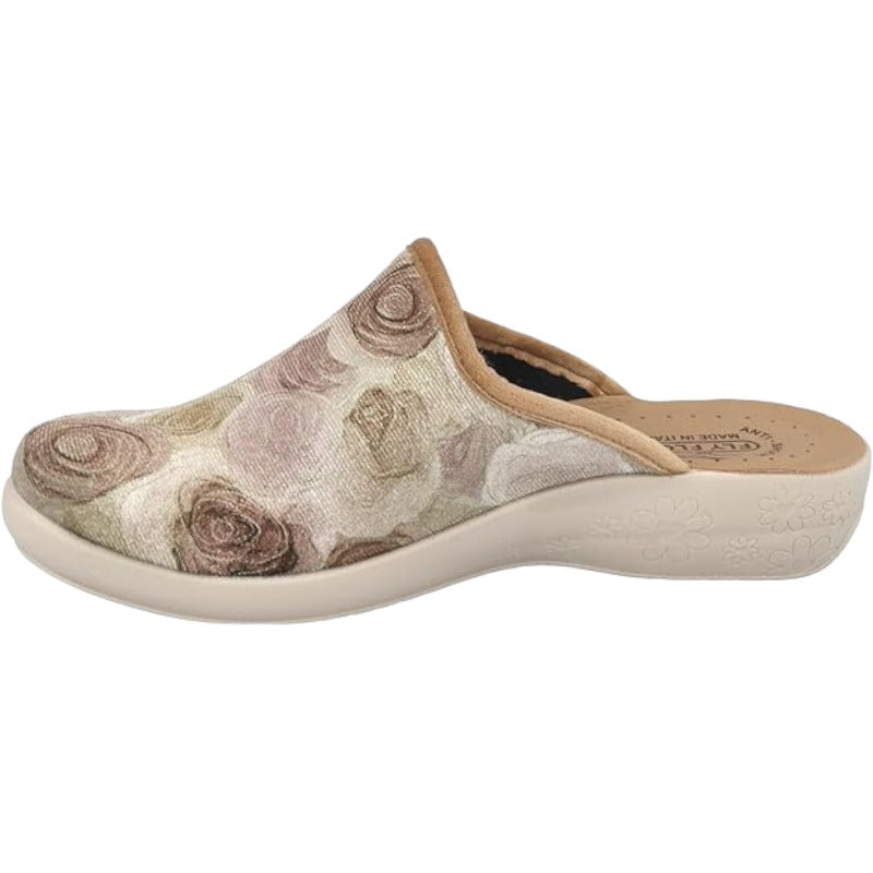 Fly Flot | Trendy Woman, Pantofole Donna con Rose, Ciabatta con Tomaia in Velluto, Sottopiede in Microfibra Antishock, Rovere