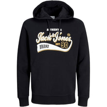 Upload the image to the Gallery viewer,Jack &amp; Jones A/S Jjelogo Sweat Hood 2 col 23/24 Noos Felpa con Cappuccio, Nero, M Uomo
