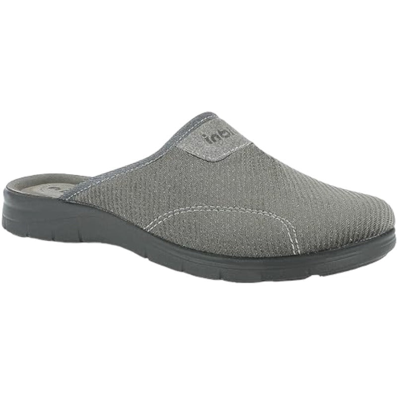 inblu Pantofole Uomo Logo, Ciabatte con Sottopiede Ergonomico in Vera Pelle e Suola Rialzata, 40/46, Grigio