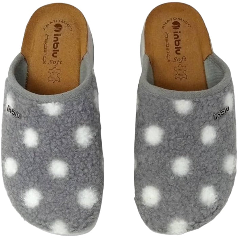 Inblu Pantofole Soffici a Pois, Donna, Grigio