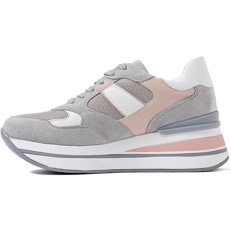 QUEEN HELENA Sneakers Alte con Zeppa Scarpe da Ginnastica Leggere Casual Donna X30-17