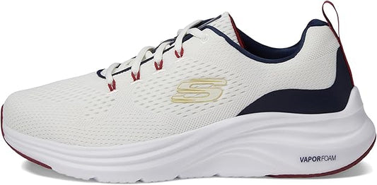 Skechers Vapor Foam, Sneaker Uomo, White Mesh/Synthetic/Navy Red Trim