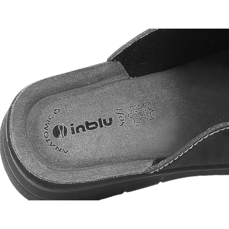 inblu Pantofole Uomo Logo, Ciabatte con Sottopiede Ergonomico in Vera Pelle e Suola Rialzata, 40/46, Grigio