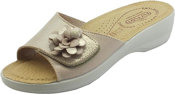 Fly Flot T5 B22 FE, Pantofole Donna Con Strappo e Fiore - Blu, Beige