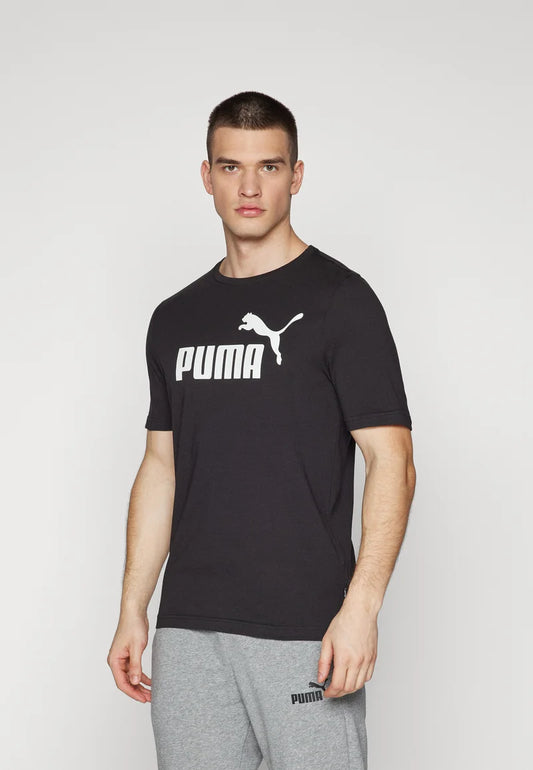 PUMA T-Shirt Ess Logo Tee, Maglietta Uomo - Nero, Blu