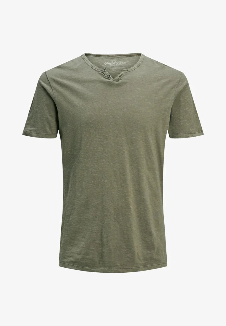 JACK & JONES JJESPLIT NECK TEE SS NOOS, T-shirt Uomo - Blu, Verde, Nero