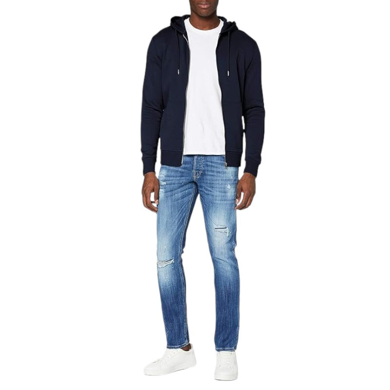 Jack & Jones Jjebasic Sweat Zip Hood Noos Felpa Sportiva con Cappuccio, Blu Navy Blazer