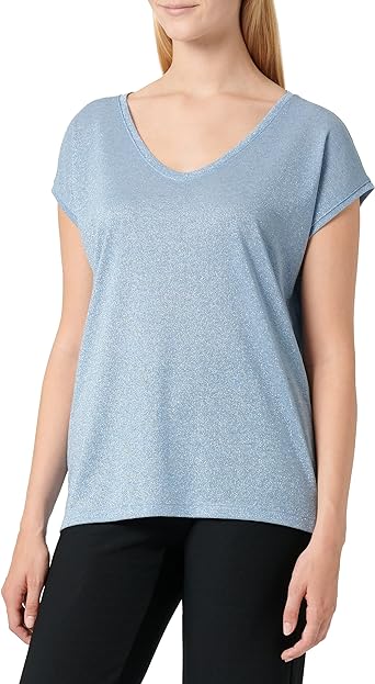 ONLSILVERY S/S V NECK LUREX TOP JRS NOOS