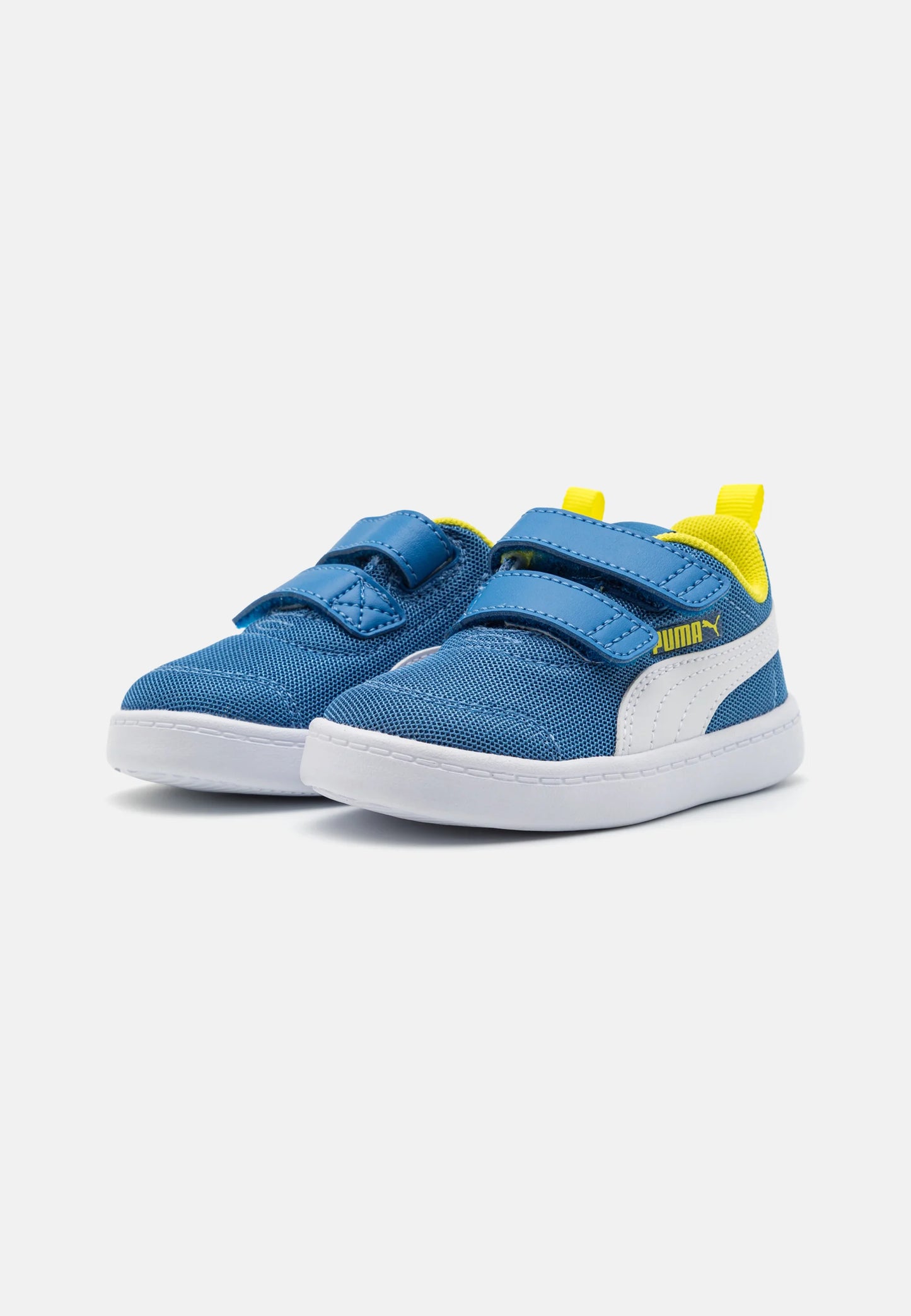 PUMA Courtflex v2 Mesh V Ps, Scarpe da Ginnastica Unisex Bambini - Blu, Bianco, Giallo