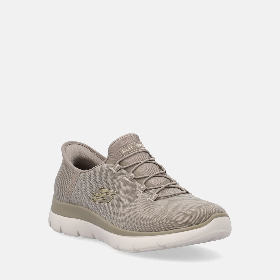 Skechers Summits-Classy Night, Scarpe Sportive Donna Slip-Ins - Taupe/ Nero e Oro